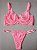 Lingerie conjunto de sutiã e calcinha renda rosa frutilly sem bojo com aro - Imagem 1