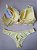 Lingerie conjunto de sutiã e calcinha renda amarela com bojo e aro - Imagem 4
