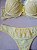 Lingerie conjunto de sutiã e calcinha renda amarela com bojo e aro - Imagem 2
