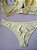 Lingerie conjunto de sutiã e calcinha renda amarela com bojo e aro - Imagem 5