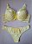 Lingerie conjunto de sutiã e calcinha renda amarela com bojo e aro - Imagem 1