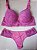 Lingerie conjunto de sutiã e calcinha renda rosa antigo com bojo e aro - Imagem 1