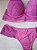 Lingerie conjunto de sutiã e calcinha renda rosa antigo com bojo e aro - Imagem 2