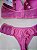 Lingerie conjunto de sutiã e calcinha renda rosa antigo com bojo e aro - Imagem 4