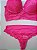 Lingerie conjunto de sutiã e calcinha renda rosa frutilly com bojo e aro - Imagem 3