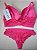 Lingerie conjunto de sutiã e calcinha renda rosa frutilly com bojo e aro - Imagem 4