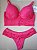 Lingerie conjunto de sutiã e calcinha renda rosa frutilly com bojo e aro - Imagem 1