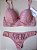 Lingerie conjunto de sutiã e calcinha renda rosa antigo com bojo e aro - Imagem 1