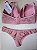 Lingerie conjunto de sutiã e calcinha renda rosa antigo com bojo e aro - Imagem 3