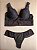 Lingerie conjunto de sutiã e calcinha com renda preta - Imagem 1