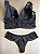 Lingerie conjunto de sutiã e calcinha com renda preta - Imagem 4
