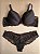 Lingerie conjunto de sutiã e calcinha renda preta com bojo e aro - Imagem 1
