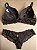Lingerie conjunto de sutiã e calcinha renda preta com bojo e aro - Imagem 4