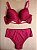 Lingerie conjunto de sutiã e calcinha com renda vinho com bojo e aro - Imagem 1