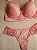 Lingerie conjunto de sutiã e calcinha com renda rosa romance com bojo e aro - Imagem 2