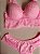 Lingerie conjunto de sutiã e calcinha com renda rosa com bojo e aro - Imagem 2