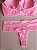 Lingerie conjunto de sutiã e calcinha com renda rosa com bojo e aro - Imagem 4