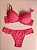 Lingerie conjunto de sutiã e calcinha renda rosa frutilly com bojo e aro - Imagem 1