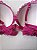 Lingerie conjunto de sutiã e calcinha renda bicolor vinho e bege com bojo e aro - Imagem 5