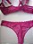 Lingerie conjunto de sutiã e calcinha renda bicolor vinho e bege com bojo e aro - Imagem 4