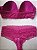 Lingerie conjunto de sutiã e calcinha meia taça renda vinho com bojo e aro - Imagem 3