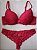 Lingerie conjunto de sutiã e calcinha renda vermelhar com bojo e aro - Imagem 1