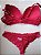 Lingerie conjunto de sutiã e calcinha renda vermelhar com bojo e aro - Imagem 3