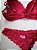 Lingerie conjunto de sutiã e calcinha renda vermelhar com bojo e aro - Imagem 4