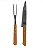 Kit Para Churrasco SQ4259 2 Peças Faca E Garfo Aço Inox Cabo De Madeira Laminas em aço inoxidável - Imagem 4