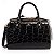 Bolsa Báu Média em verniz Croco WJ preto - Imagem 1
