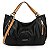 Bolsa Hobo Grande Bicolor Com Ziperes - 12-PRETO - Imagem 1