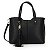 Bolsa Satchel Grande Com Chaveiro E Barbicacho - 12-PRETO - 0 - Imagem 1