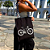 Bolsa Ecobag PRETA 100% Algodão Estampa BICICLETA Alça Xadrez Reutilizável Estilosa - Imagem 2