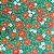 Tecido Tricoline para Patchwork com Flores Natalinas, cor de Fundo Verde - Imagem 2