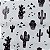 Tecido Tricoline para Patchwork com Estampa de cactos em Tons de Branco e Preto - Imagem 2