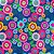Tecido Tricoline para Patchwork com Estampa Floral Psicodélico Multicolorido em fundo Azul Marinho - Imagem 1