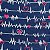 Tecido Tricoline para Patchwork com Estampa de Batimentos Cardiacos e Corações em Fundo Azul Marinho - Imagem 1