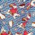 Tecido Tricoline para Patchwork com Estampa de Papai Noel, Ursos, Mini Pinguins e Flocos de Neve em Fundo Azul - Imagem 2