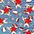 Tecido Tricoline para Patchwork com Estampa de Papai Noel, Ursos, Mini Pinguins e Flocos de Neve em Fundo Azul - Imagem 3