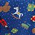 Tecido Tricoline para Patchwork com Estampa Natalina Brinquedos Decorativos em Fundo Azul Marinho - Imagem 1