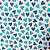 Tecido Tricoline para  Patchwork Estampa de Corações em Azul Marinho ,Azul Jeans e Verde Menta em Fundo Bege - Imagem 2