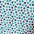 Tecido Tricoline para  Patchwork Estampa de Corações em Azul Marinho ,Azul Jeans e Verde Menta em Fundo Bege - Imagem 1