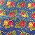 Tecido Tricoline Digital para Patchwork Estampa de Bolas de Natal e Flores Bico de Papagaio em Fundo Azul Marinho - Imagem 2