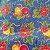 Tecido Tricoline Digital para Patchwork Estampa de Bolas de Natal e Flores Bico de Papagaio em Fundo Azul Marinho - Imagem 1
