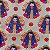 Tecido Tricoline Digital para Patchwork Estampa Círculos com Mini Nossa Senhoras, Mini Rosas Vermelhas em Fundo Bege - Imagem 1