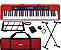 Kit Teclado Musical Iniciante Kobe KB-300 5/8 61 Teclas Sensitivas ao Toque com Pedal Sustain, Capa Vermelha e Suporte - Imagem 2