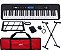 Kit Teclado Musical Estudante Kobe KB-300 5/8 61 Teclas Sensitivas ao Toque com Pedal Sustain Capa Vermelha e Suporte - Imagem 2