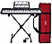 Kit Teclado Musical Estudante Kobe KB-300 5/8 61 Teclas Sensitivas ao Toque com Pedal Sustain Capa Vermelha e Suporte - Imagem 1