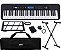 Kit Teclado Musical Iniciante Kobe KB-300 5/8 61 Teclas Sensitivas ao Toque com Pedal Sustain Capa Preta e Suporte - Imagem 2