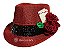 Chapeu Maria Navalha Vermelho Fita Preta Lantejoula Decorado - Imagem 1